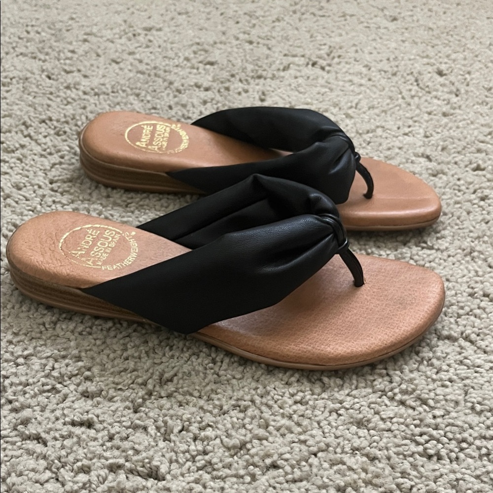 Andre Assous Black and Tan Women's Sandals Spain